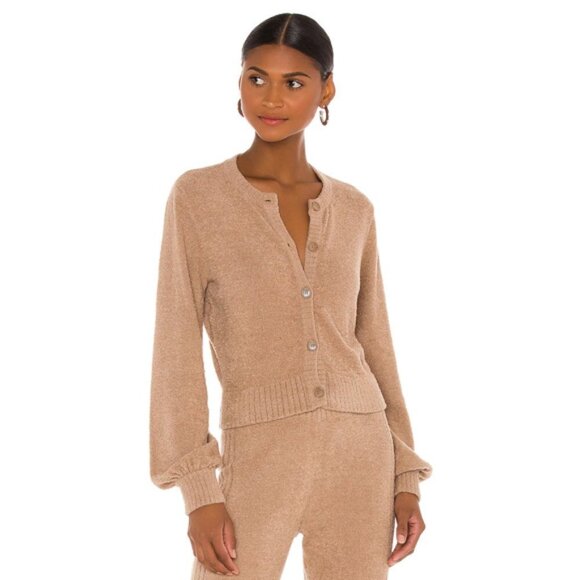 Spiritual Gangster Melody Cardigan Sweater Camel Knit Long Sleeve Chenille Small - Picture 7 of 9